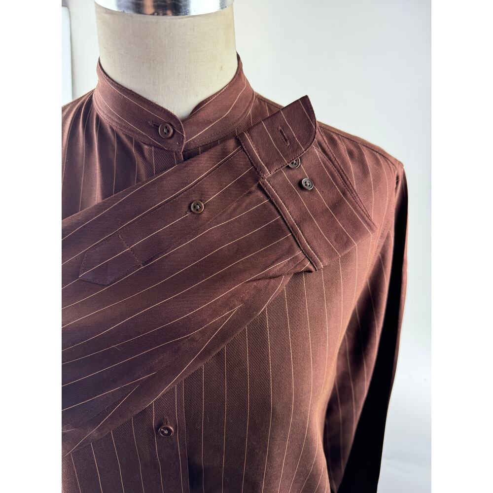 Ralph Lauren Y2K Vintage Silk Nehru collar Button Up Blouse Women's US size Med - Picture 6 of 7